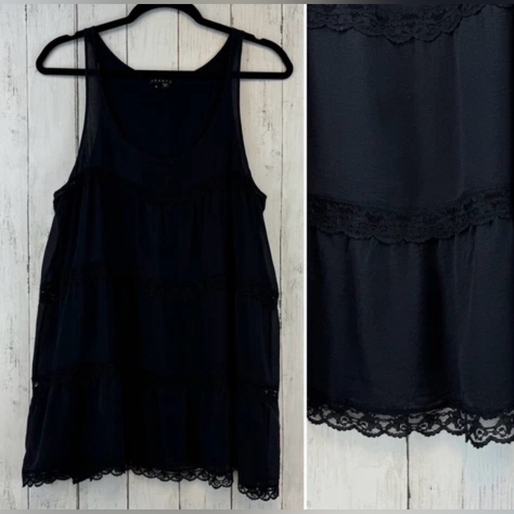 Theory 100% Silk Flowly Black Lace Top medium upscale preppy fancy core